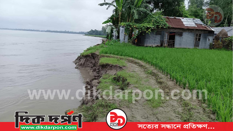 কুড়িগ্রামের রৌমারীতে নদী ভাঙ্গনের কবলে শতাধিক হেক্টর ফসলি জমি